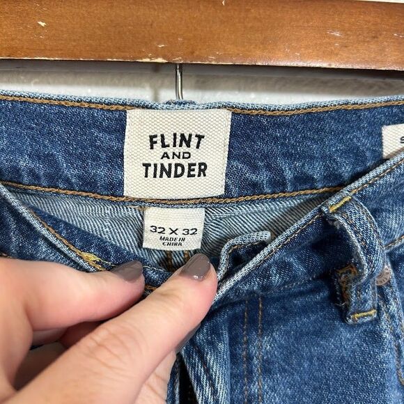 Flint and Tinder Mens Straight Fit Jeans 32 x 32 Blue Denim 100% Cotton - Picture 6 of 8